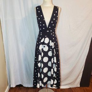 TopShop Polkadot Pinafore Dress with Ruffles